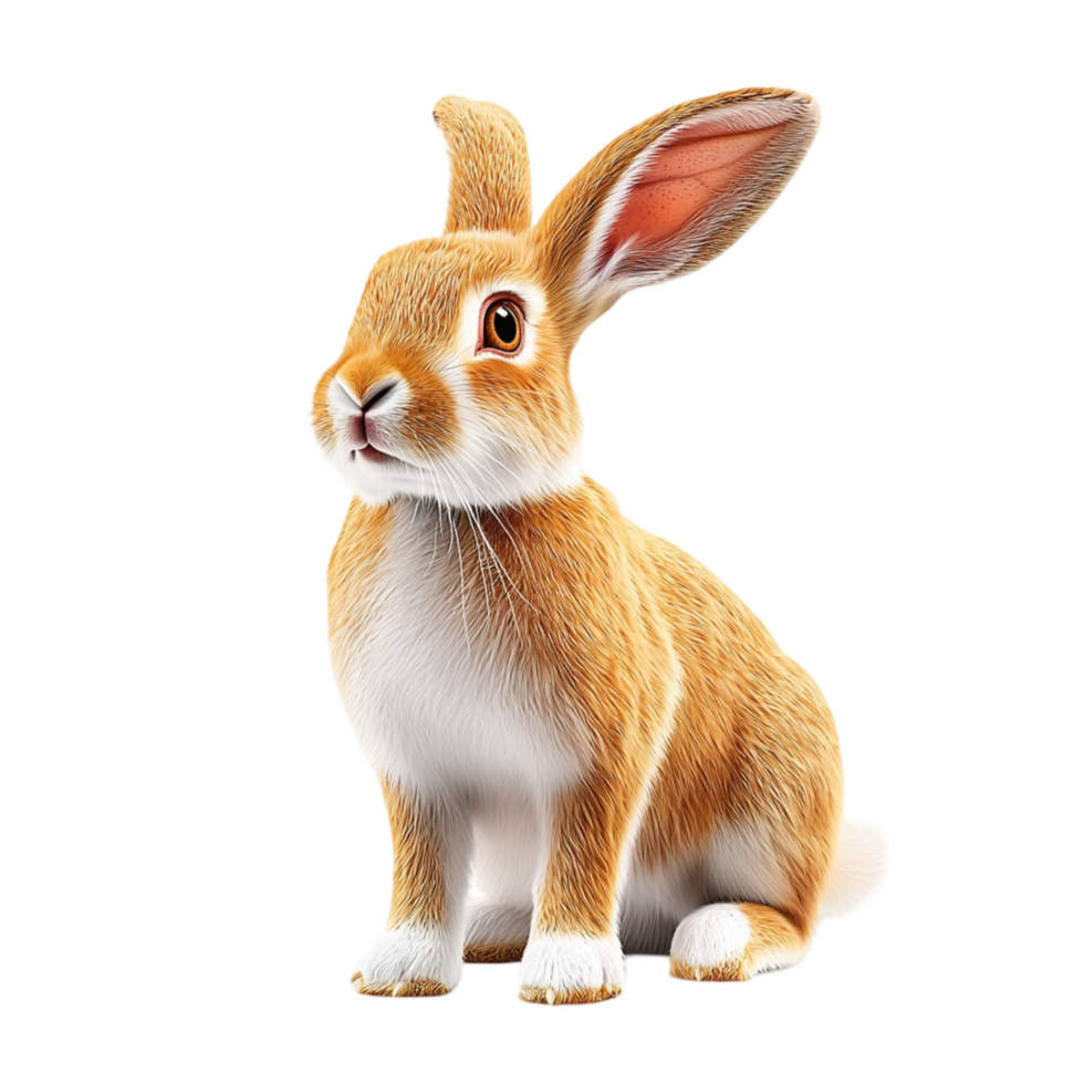 Adorable rabbit figurine realistic features and a playful pose png