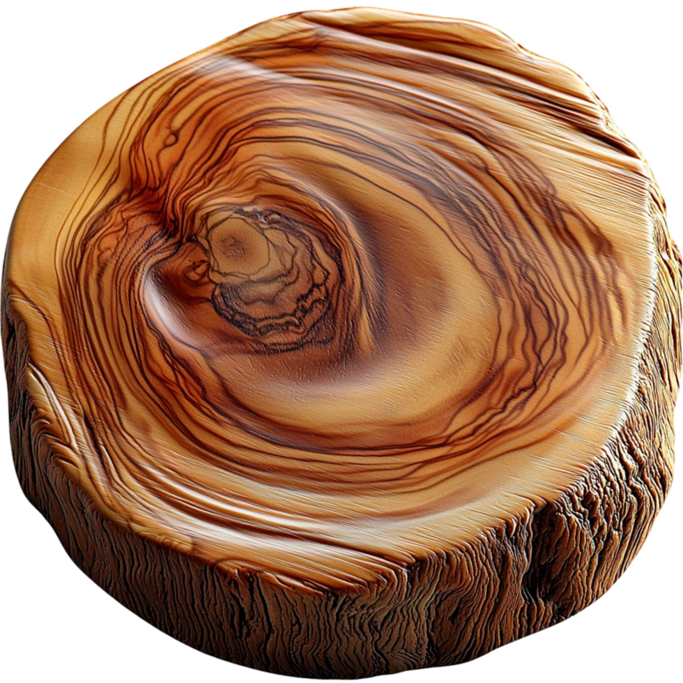 Crosssection of a polished wooden log intricate grain patterns png