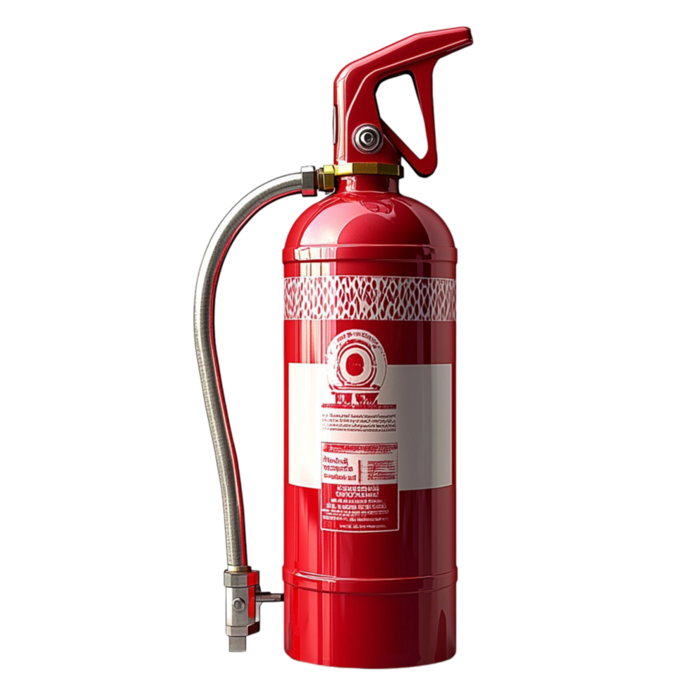 Red fire extinguisher safety nozzle and clear instructions png