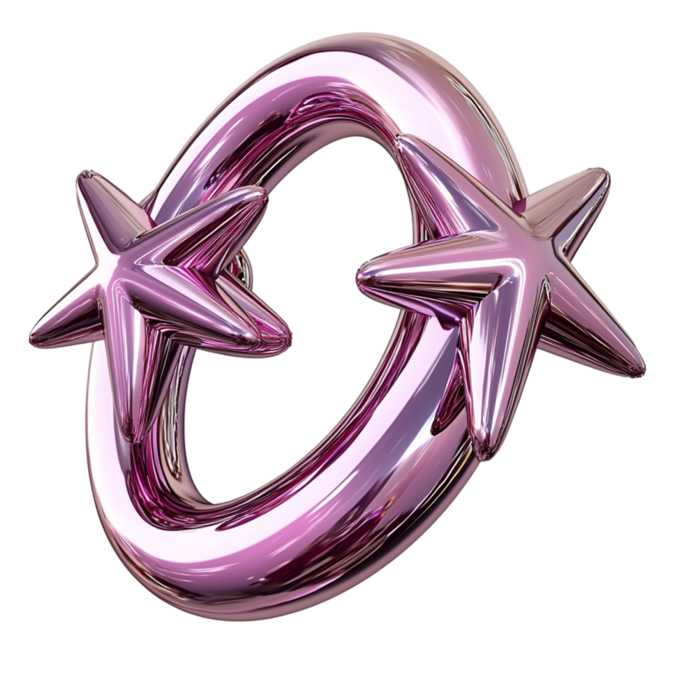 Shiny purple interlocking rings star accents in a metallic finish png