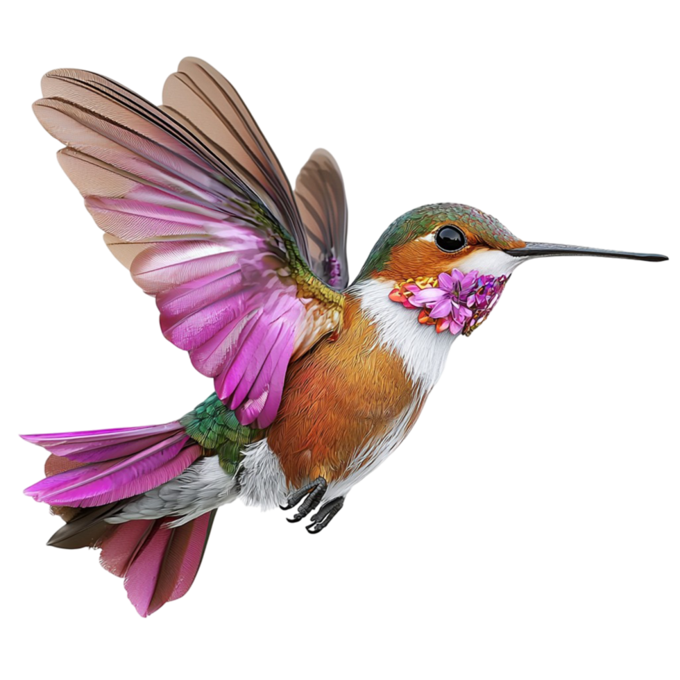 Colorful hummingbird vibrant plumage in midflight png