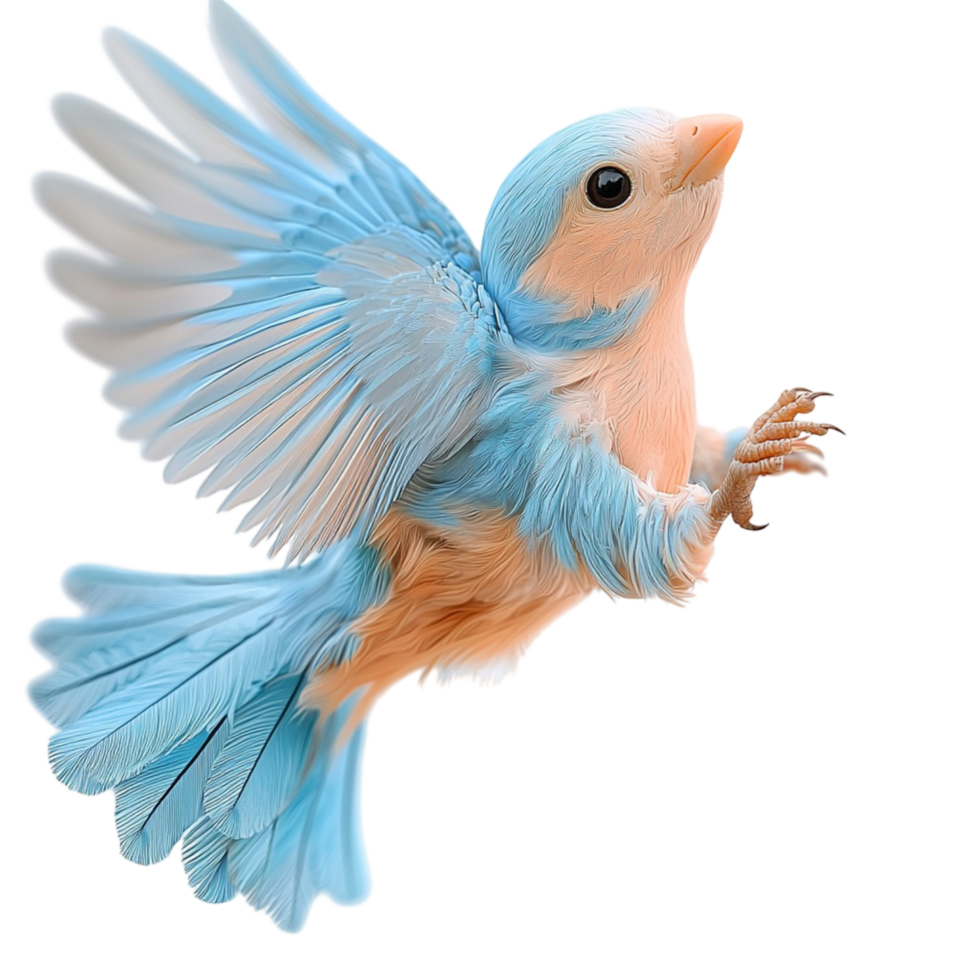 Bluebird in midflight spread wings and a delicate pose png