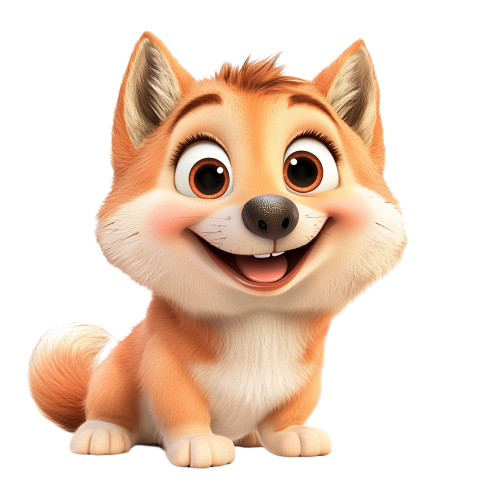 Adorable cartoon fox a cheerful expression and fluffy tail png