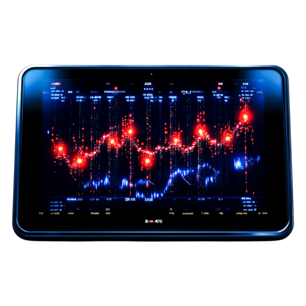 Data Visualization on Digital Screen with Charts and Graphs png