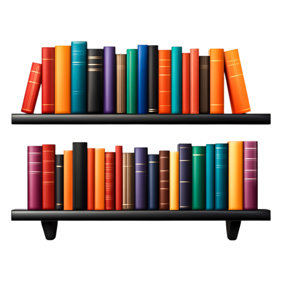 Colorful Books Black Shelf for Educatind Inspiration png