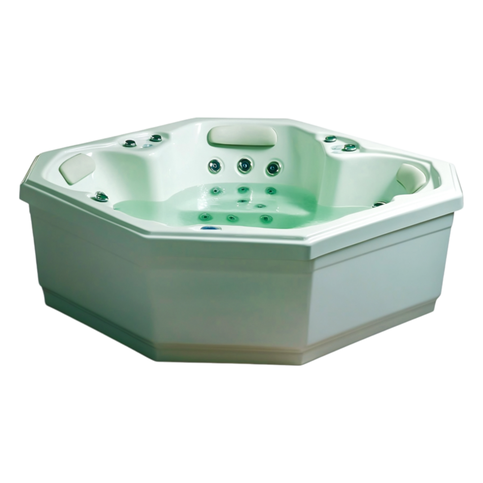 Modern Hexagon Hot Tub with Jets and Relaxing Water Surface png