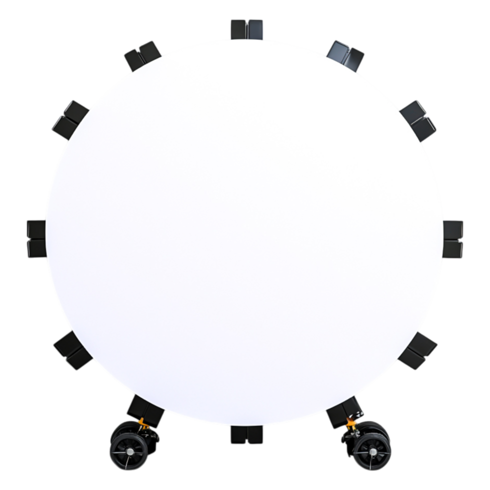 Round Reflector on Wheels for Professional Photography Lighting Setup png