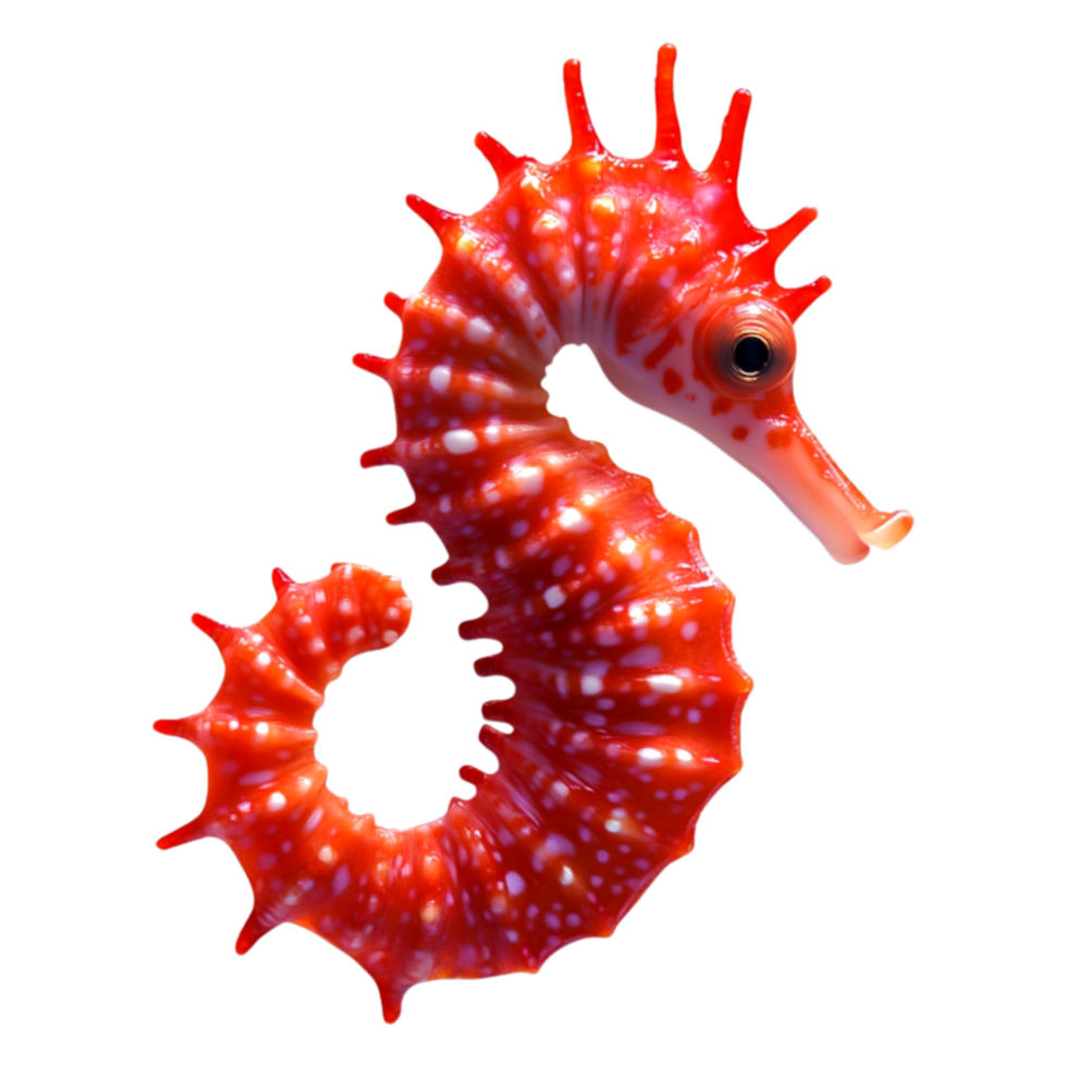 Vibrant Red Seahorse Swimming Gracefully in the Ocean Environment png