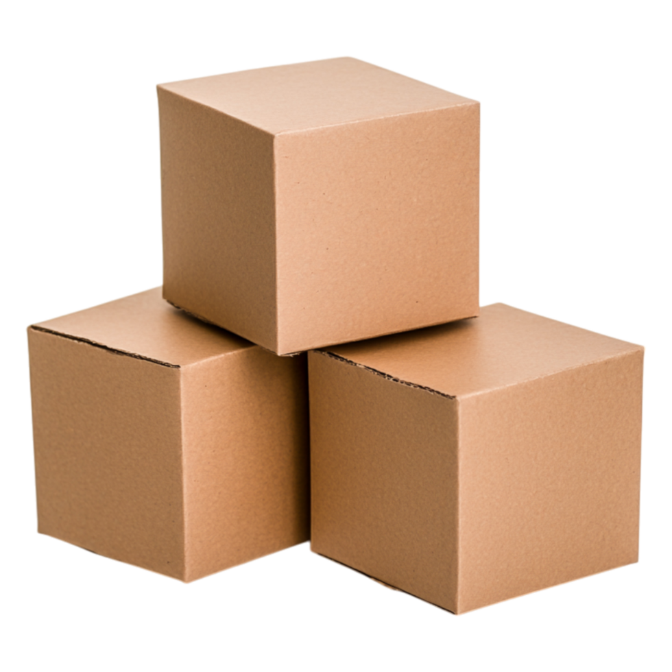 Stacked Brown Cardboard Boxes on for Shipping Use png