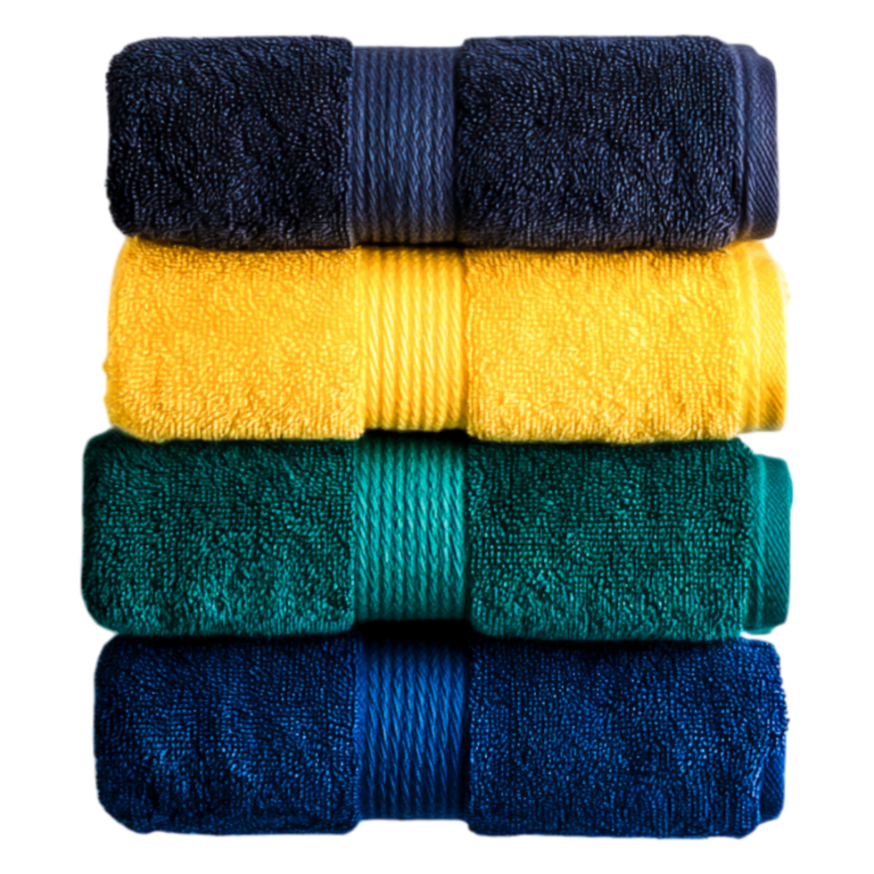 Stacked Towels in Vibrant Colors Ready for Bath or Spa Use png