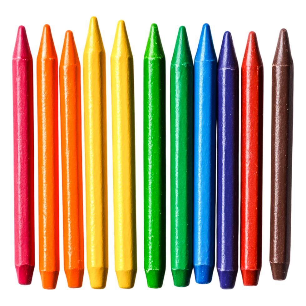 Vibrant Crayons in a Rainbow Array for Creative Art Projects png
