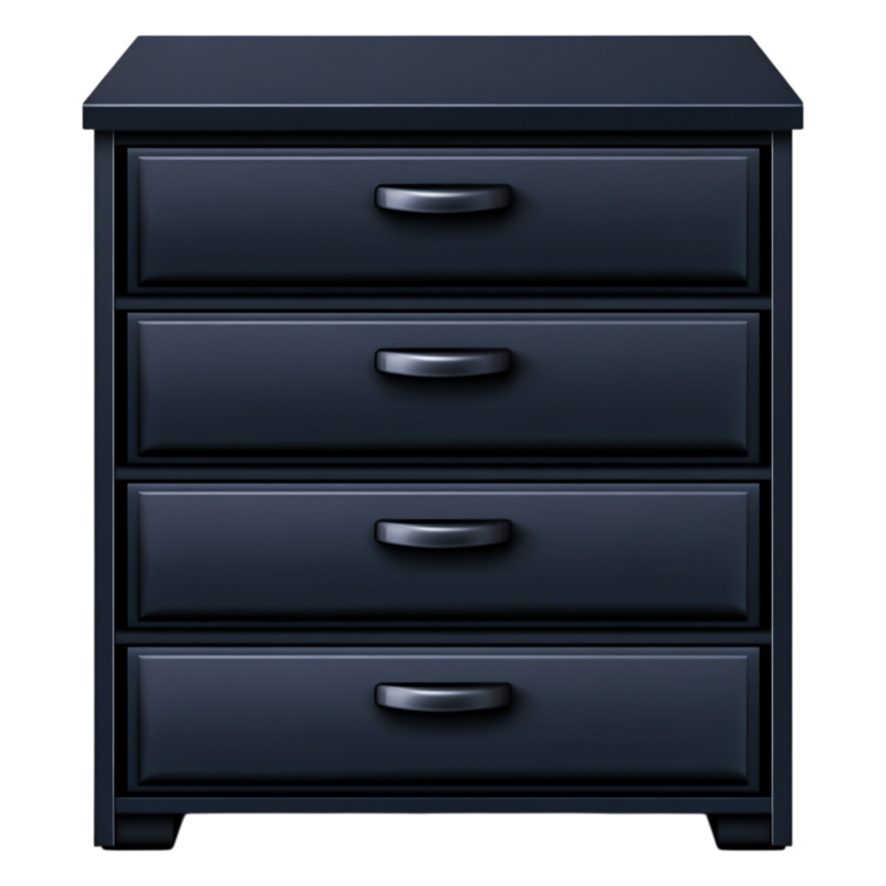 Modern Black Nightstand with Four Drawers for Bedroom Storage png
