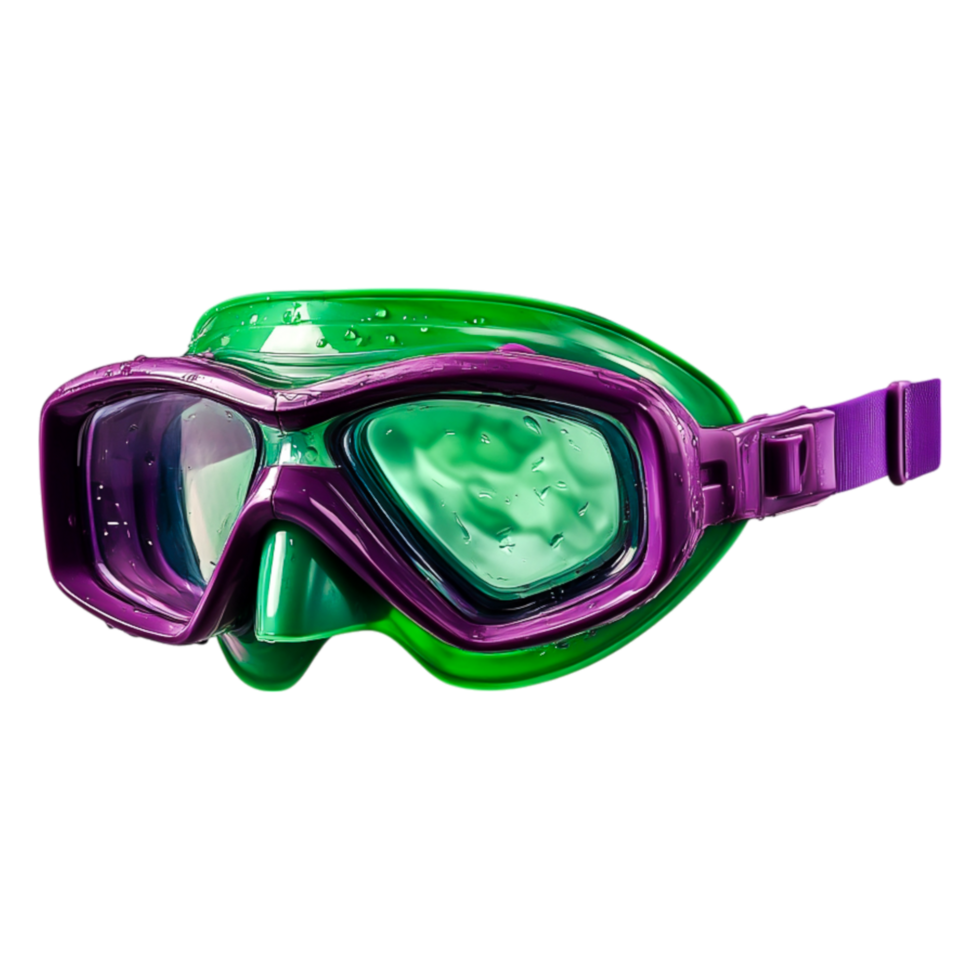 Colorful Diving Mask with Water Drops Isolated on png