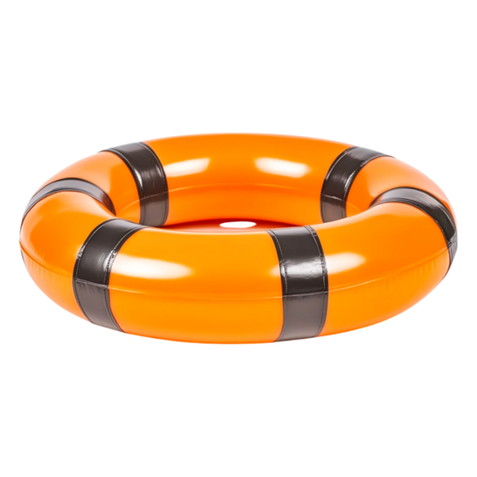 Bright Orange Life Ring With Black Stripes for Water Safety Use png