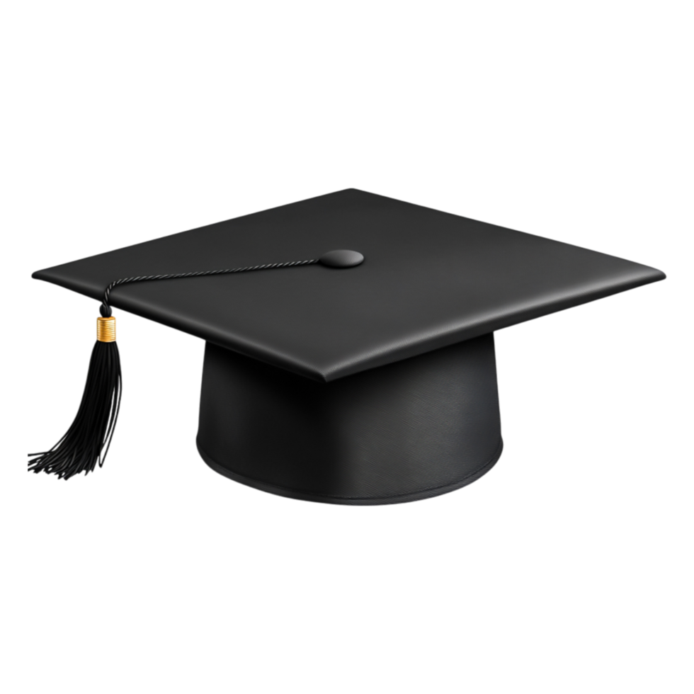 Classic Black Graduation Cap with Tassel on png