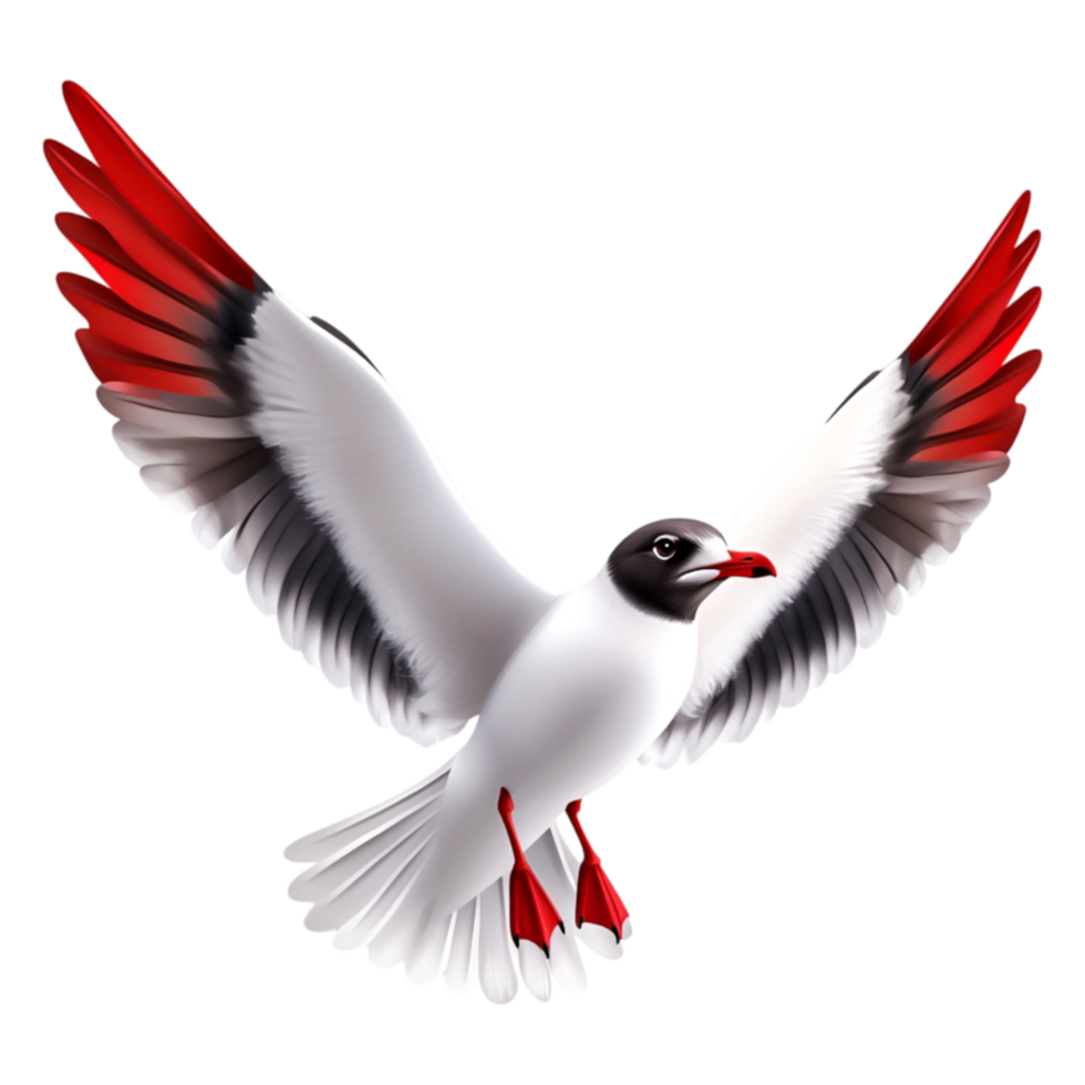 Colorful Bird in Flight with Unique Red and Black Wing Patterns png