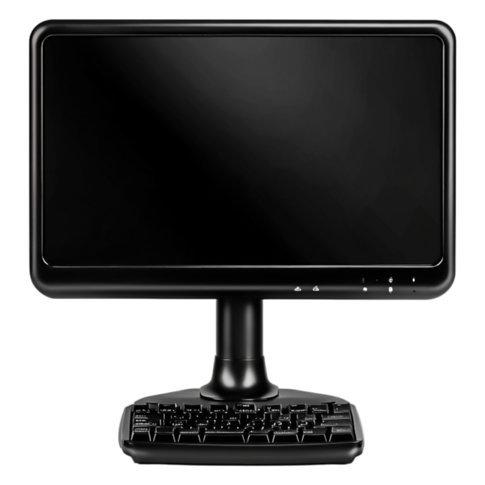 Black Computer Monitor with Keyboard Simple Background png