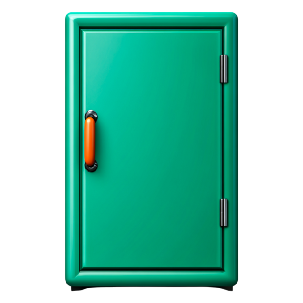 Vintage Green Refrigerator with Orange Handle in Bright Design png