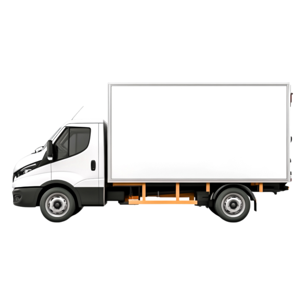 White Delivery Truck with Blank Cargo Space for Custom Branding png