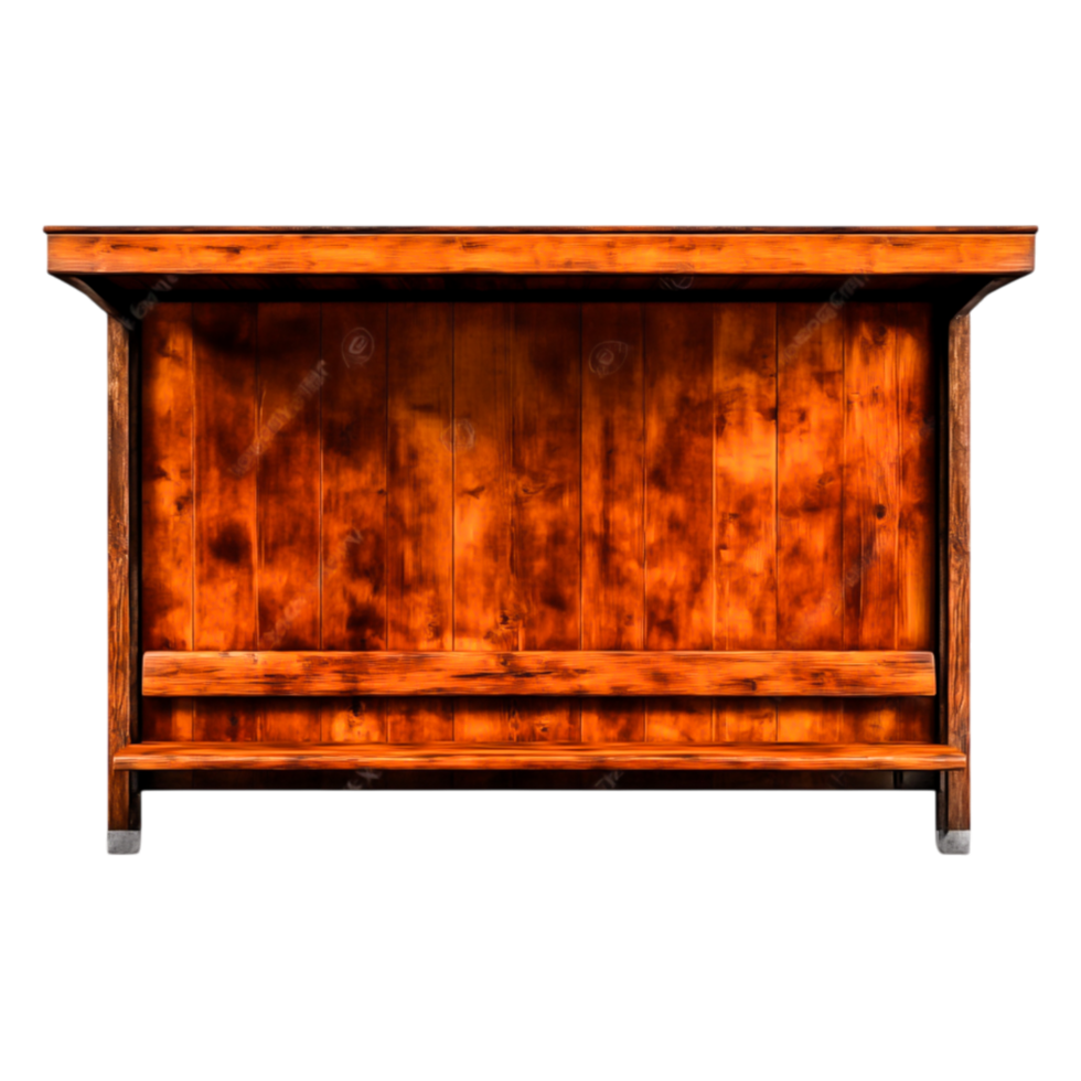Rustic Wooden Display Shelf with Clean Lines and Warm Tones png