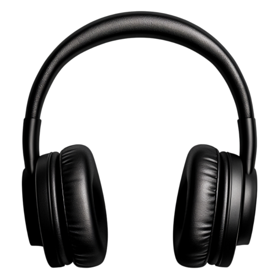 Stylish Black Over-Ear Headphones Isolated Dark Background png