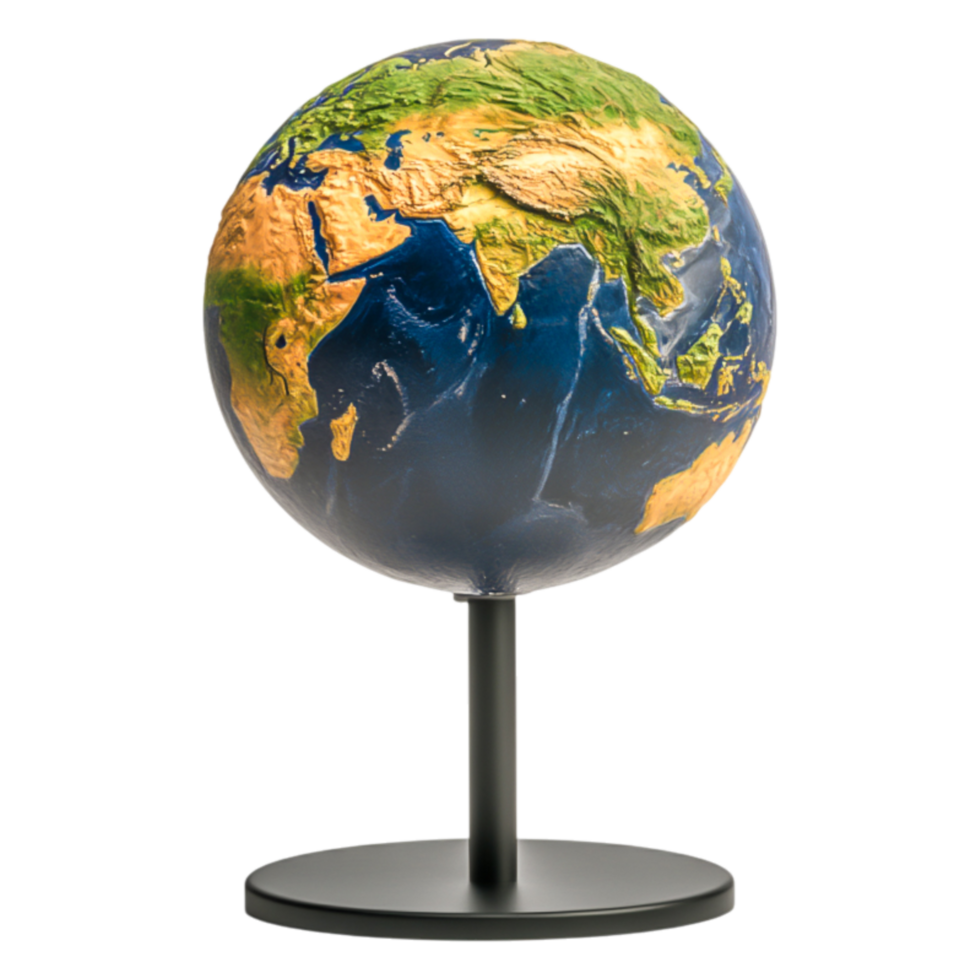 Detailed 3D Globe Model Featuring Continents and Oceans png