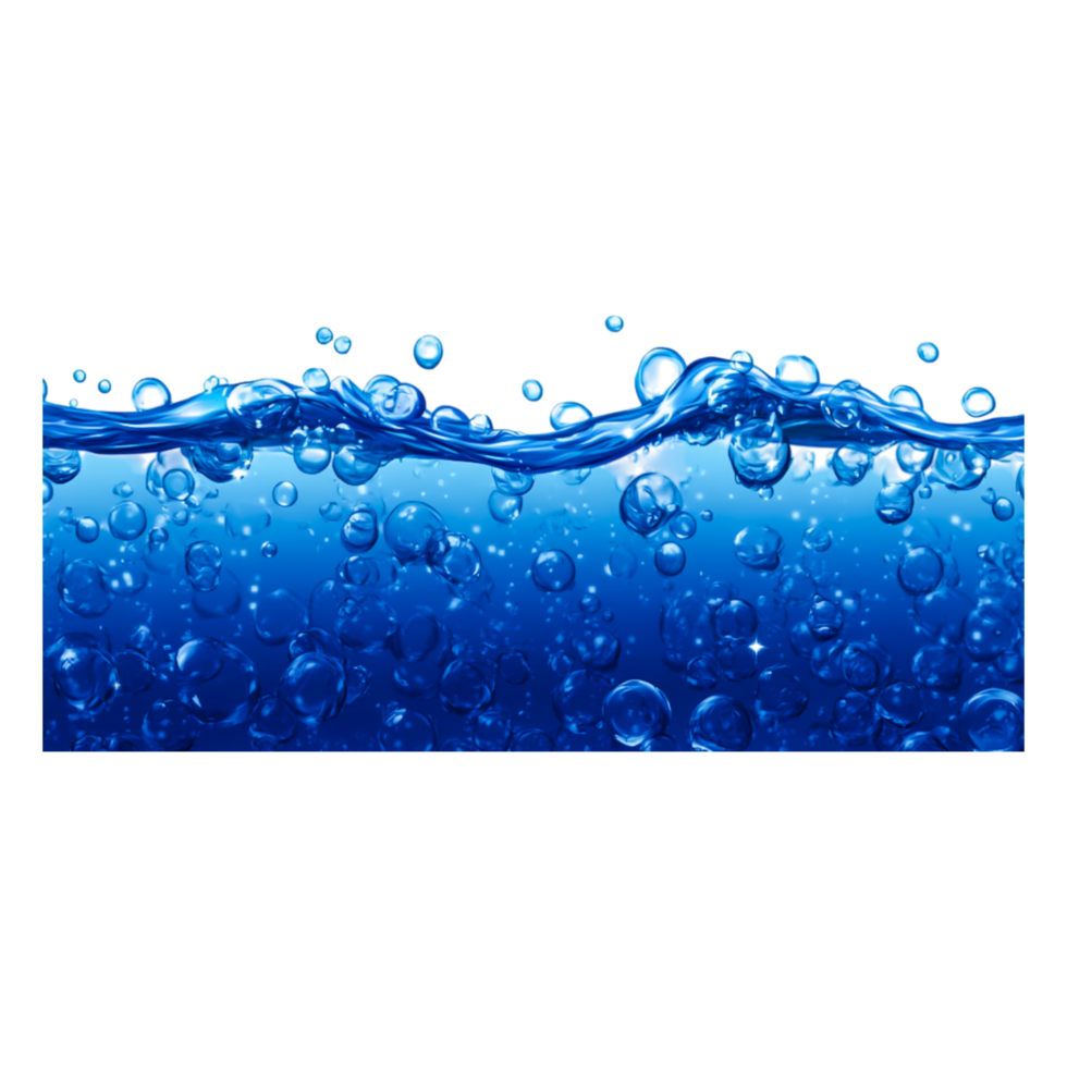 Clear Blue Water Surface with Bubbles and Waves in Freshness png
