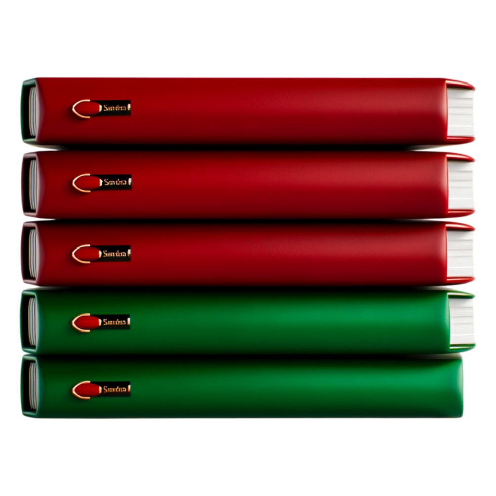 Stacked Red and Green Binders on for Office Use png