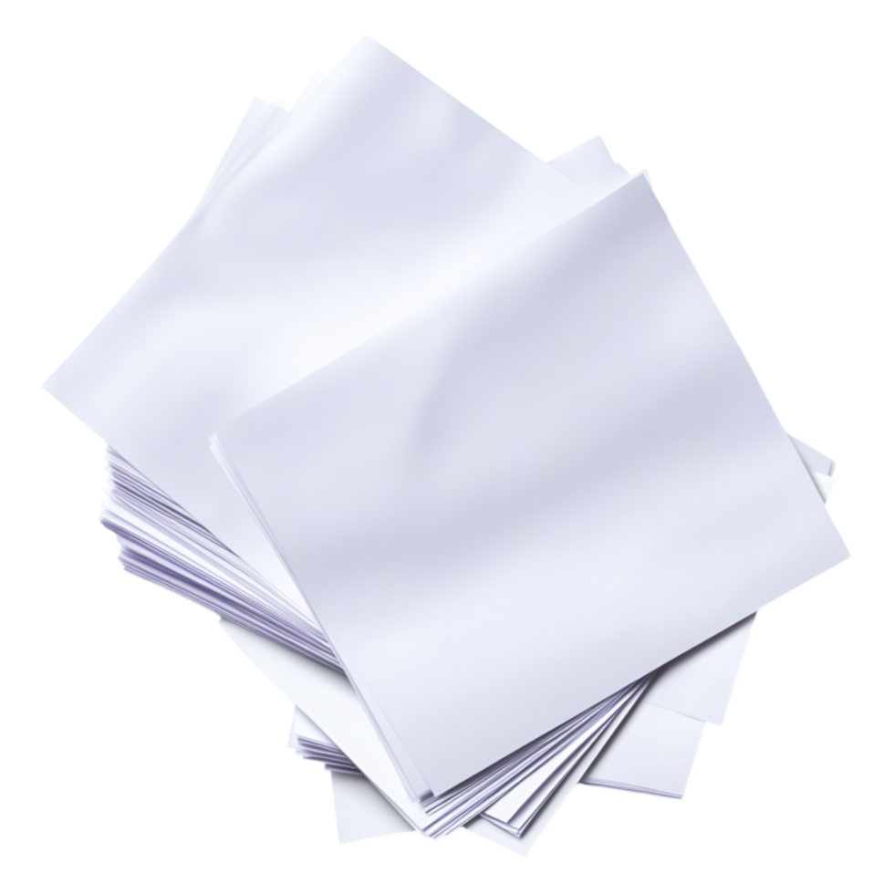 Stacked Sheets of Blank White Paper Clean Background png