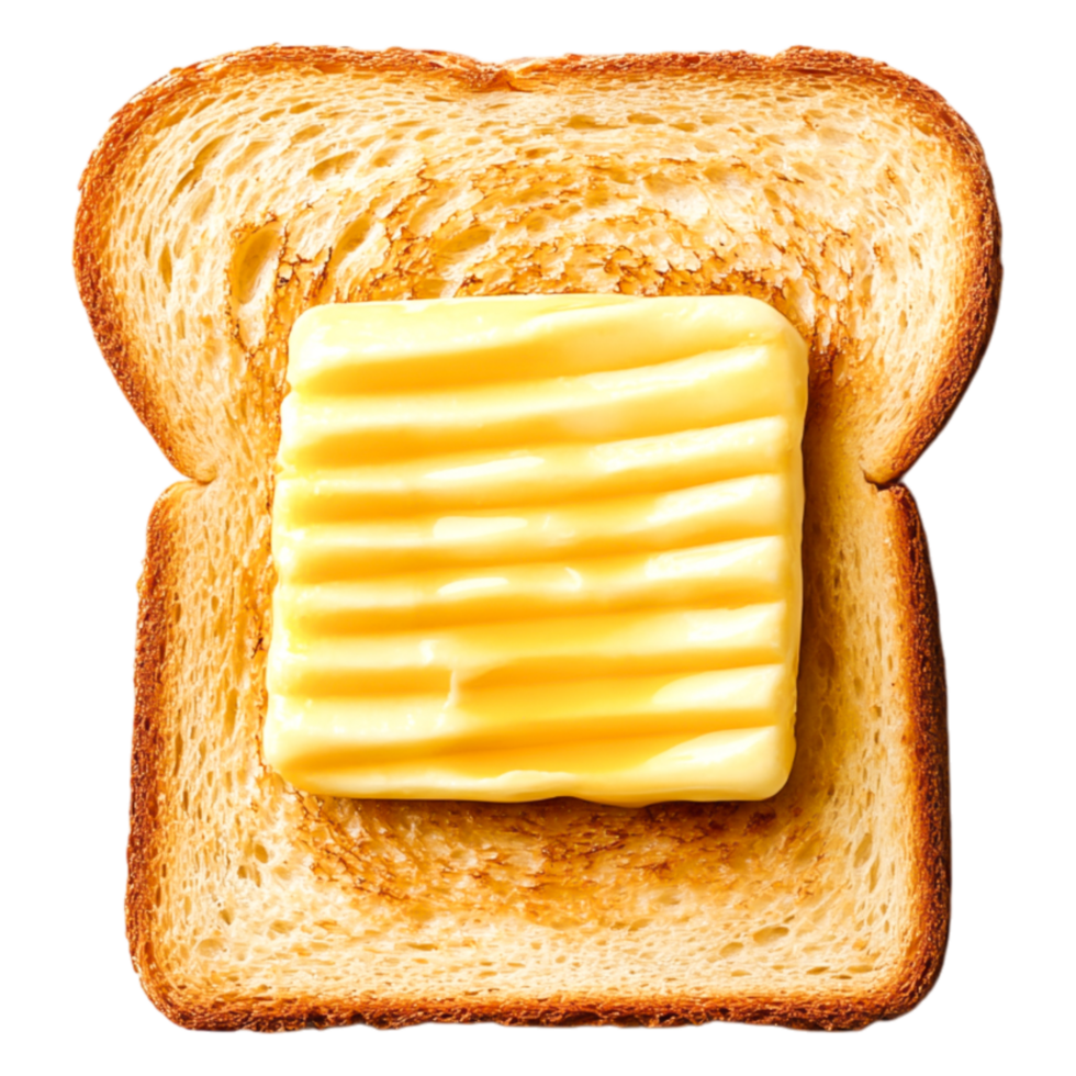 Butter Slice on Toast with Golden Brown Crust on png