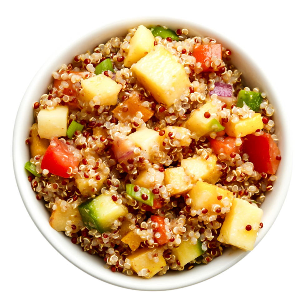 Colorful Quinoa Salad with Fresh Fruits and Vegetables in Bowl png