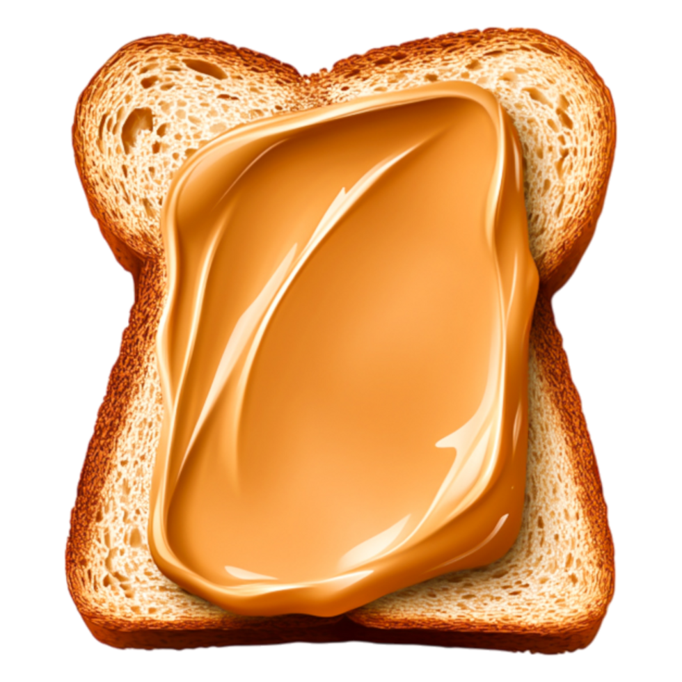 Creamy Peanut Butter Spread on Freshly Toasted Bread Slice png