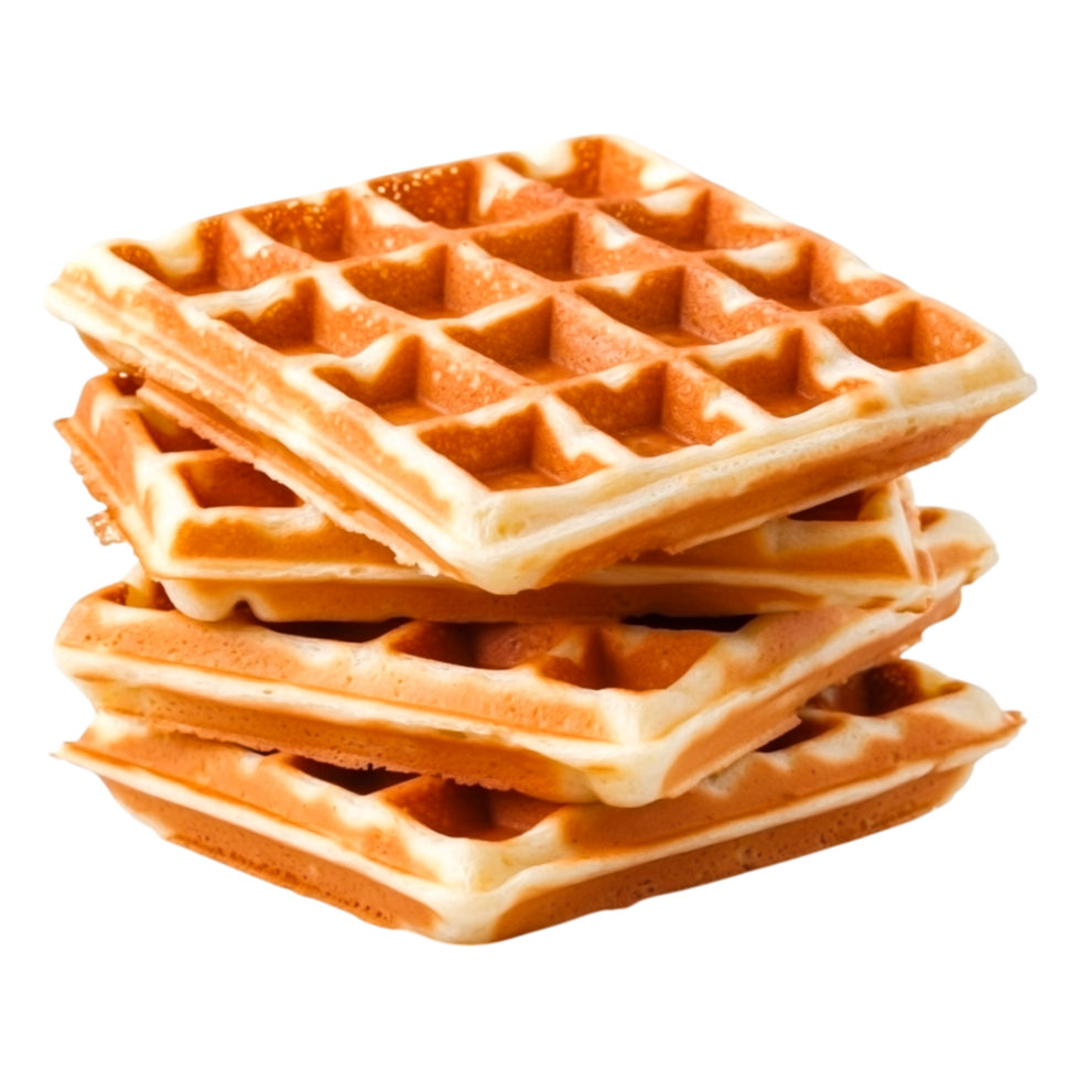 Stacked Golden Waffles with Crispy Texture and Soft Interior png