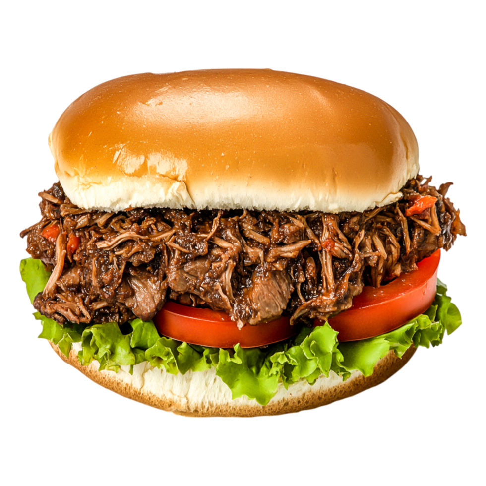 Juicy Beef Sandwich with Fresh Vegetables Soft Bun png