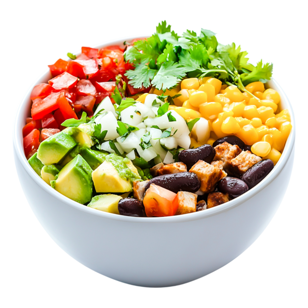 Colorful Fresh Salad Bowl with Diverse Vegetables and Toppings png