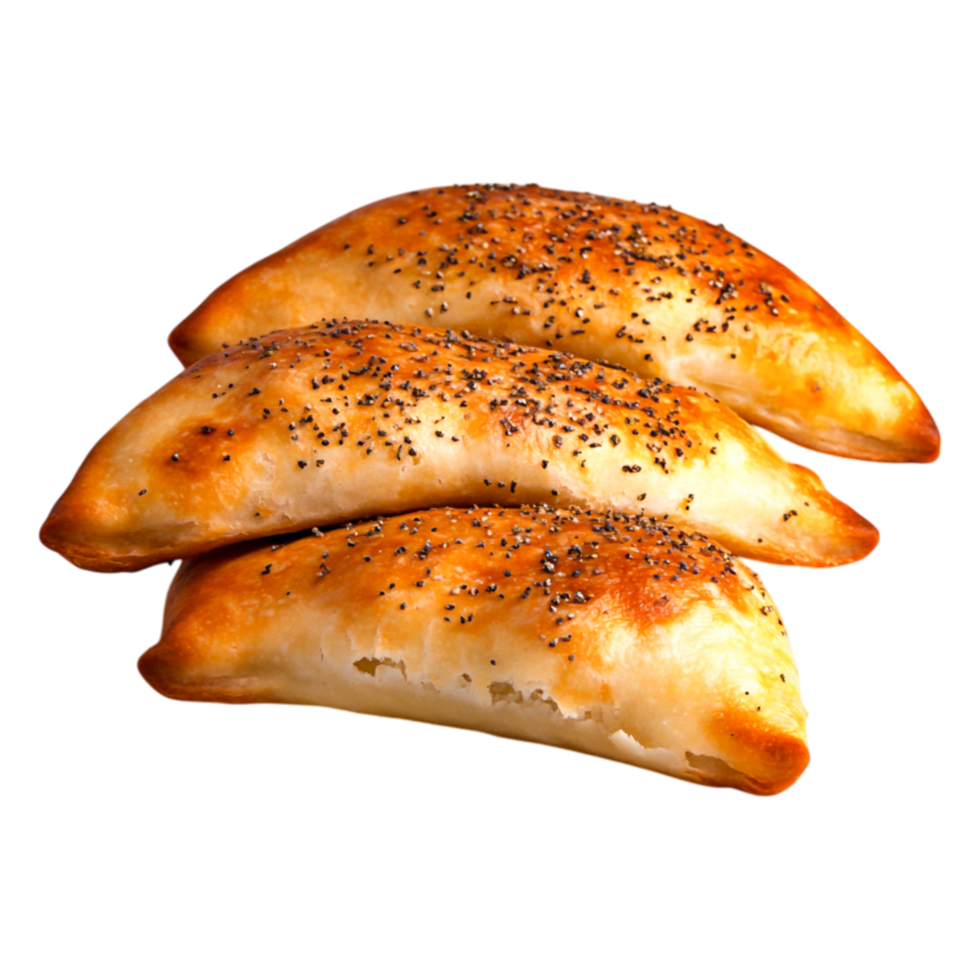 Delicious Golden-Brown Savory Pastries with Spices and Flaky Crust png