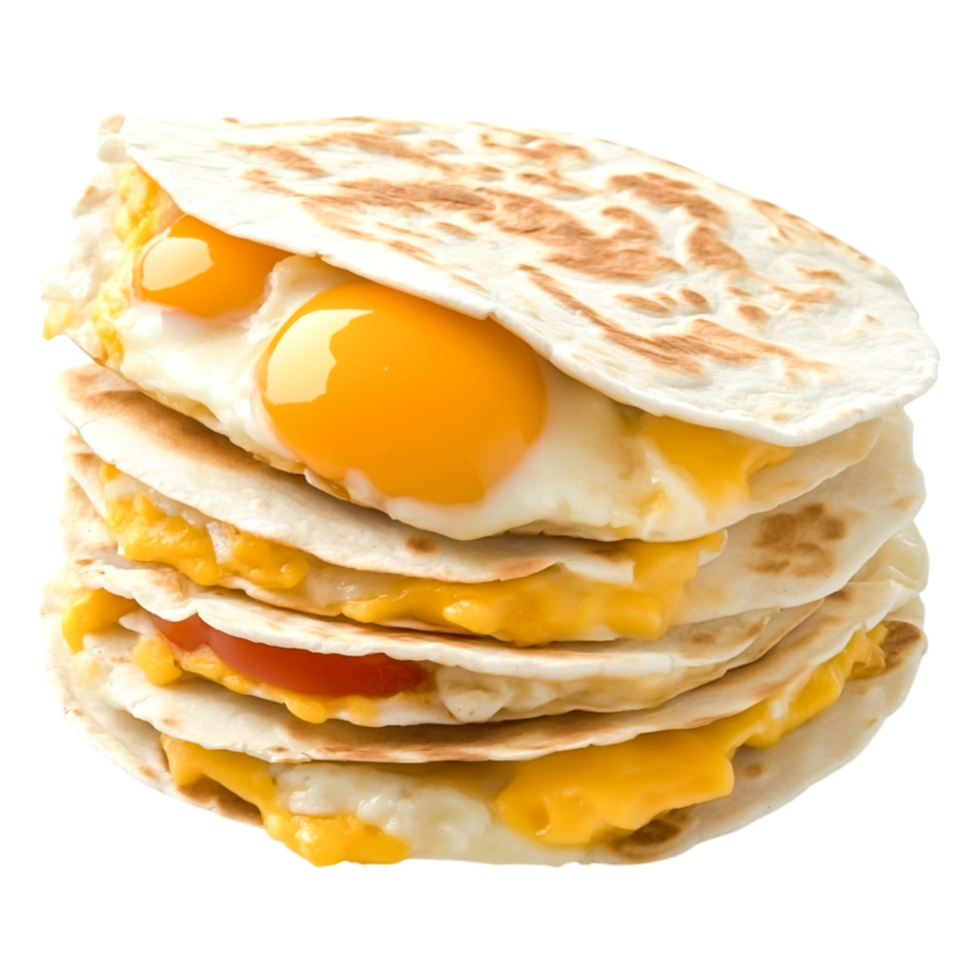 Delicious Breakfast Wrap with Eggs and Cheese on Tortilla Stack png