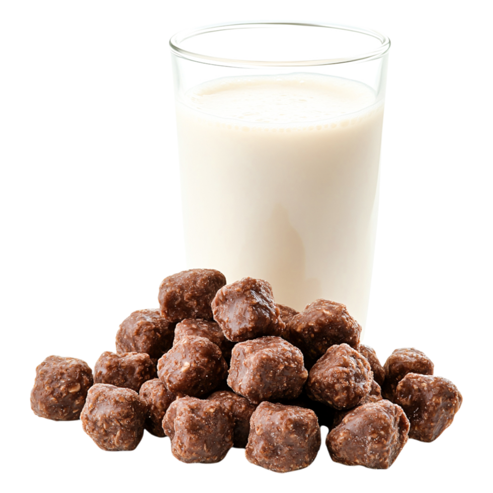Healthy Chocolate Cereal and Milk for Breakfast or Snack Time png