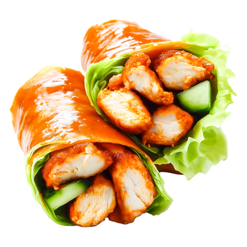 Fresh Chicken Wraps with Tangy Sauce and Crisp Vegetables png