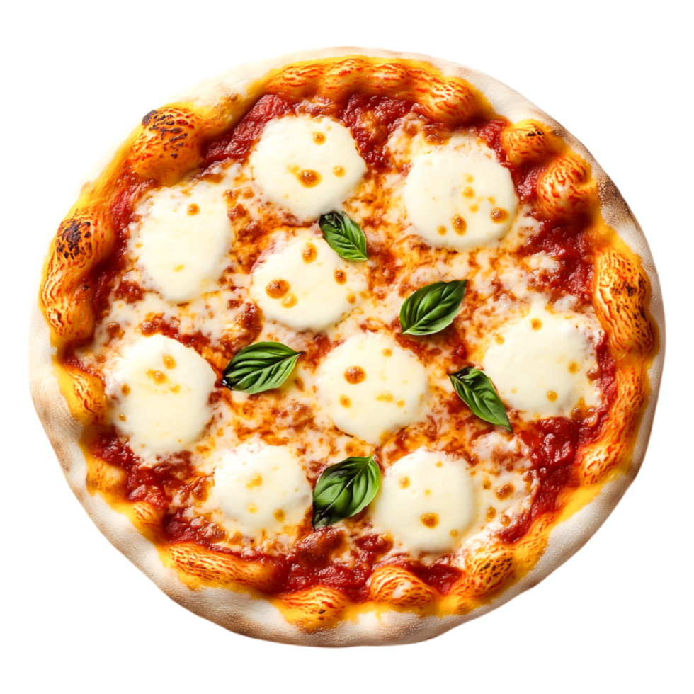Delicious Margherita Pizza with Fresh Basil and Mozzarella Cheese png