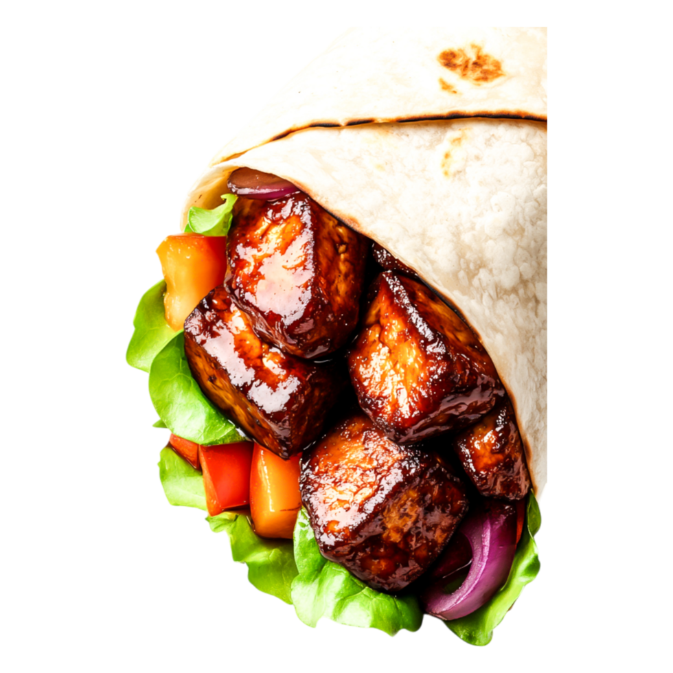 Grilled Chicken Wrap with Fresh Vegetables and Savory Sauce png