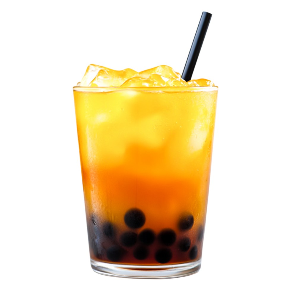 Refreshing Fruit Drink with Bubbles and Ice in Transparent Glass png