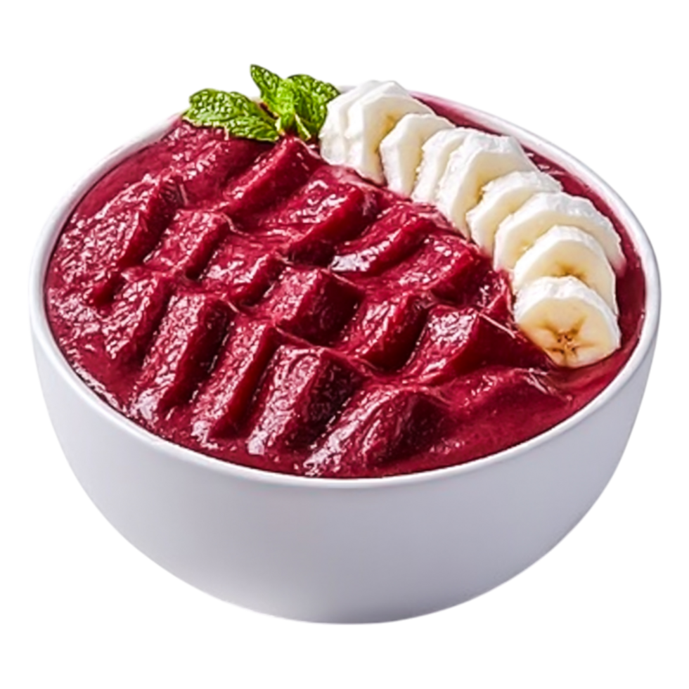 Refreshing Acai Bowl with Banana and Mint Garnish for Healthy Snack png