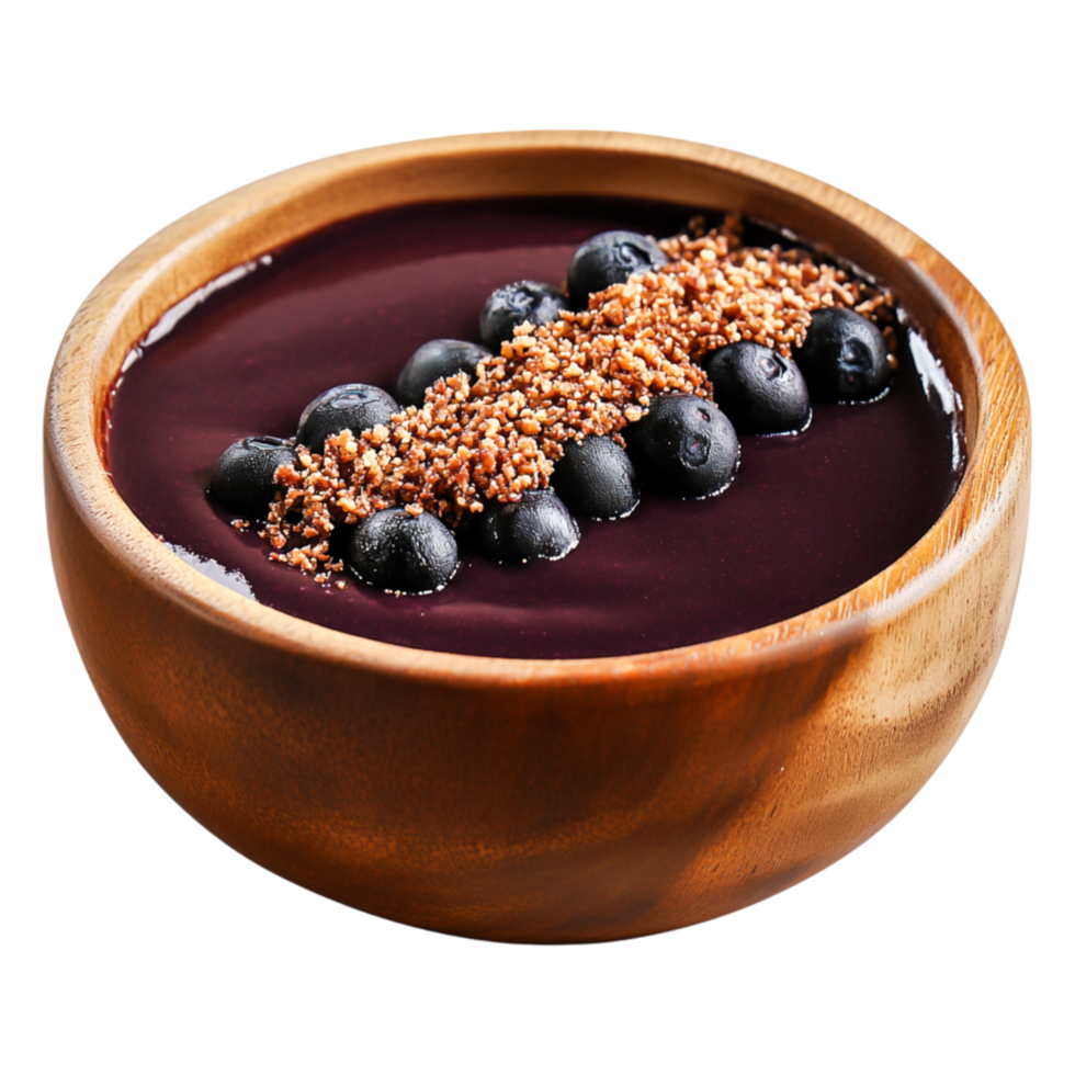 Delicious Acai Bowl with Blueberries and Crunchy Toppings png