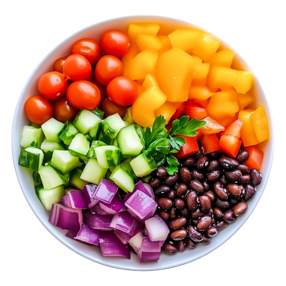 Fresh Colorful Vegetable Medley in White Bowl Bright Background png
