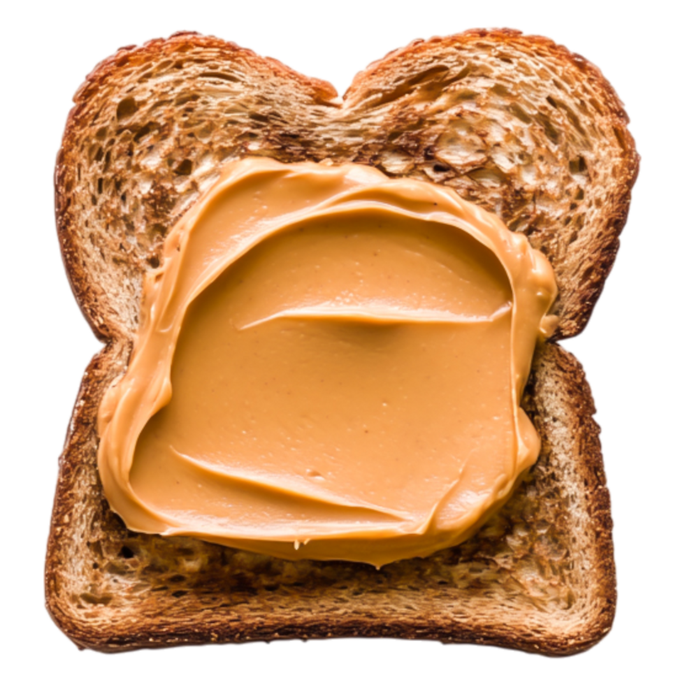 Creamy Peanut Butter Spread on Toasted Brown Bread Slice png