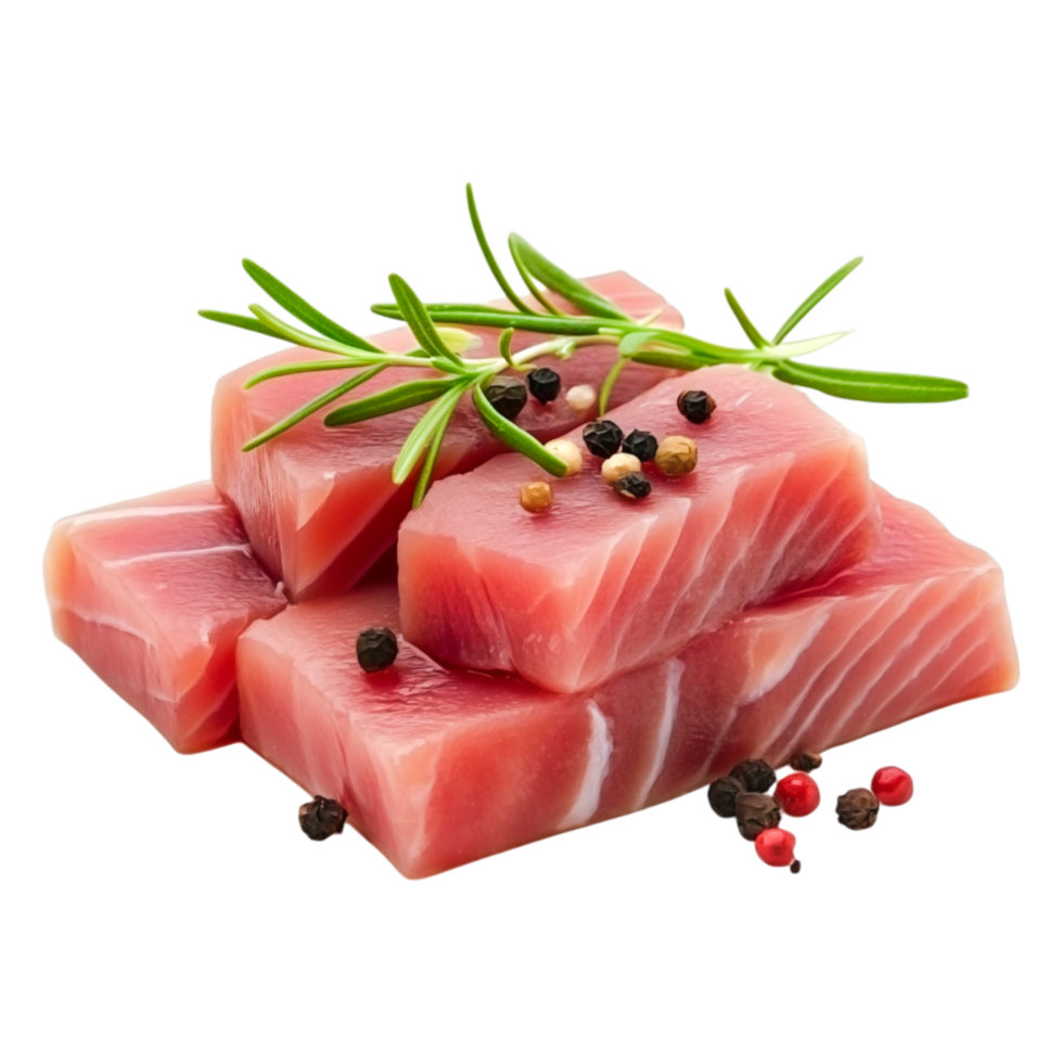 Fresh Tuna Steaks with Rosemary and Peppercorns on png
