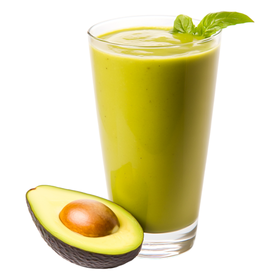 Refreshing Avocado Smoothie with Fresh Green Ingredients and Garnish png