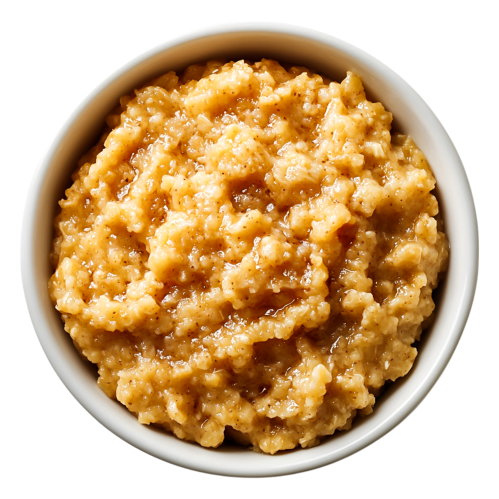 Creamy Oatmeal Bowl with Light Brown Color and Smooth Texture png