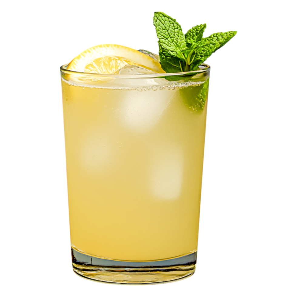 Refreshing Citrus Cocktail with Mint Leaves and Lemon Slice png
